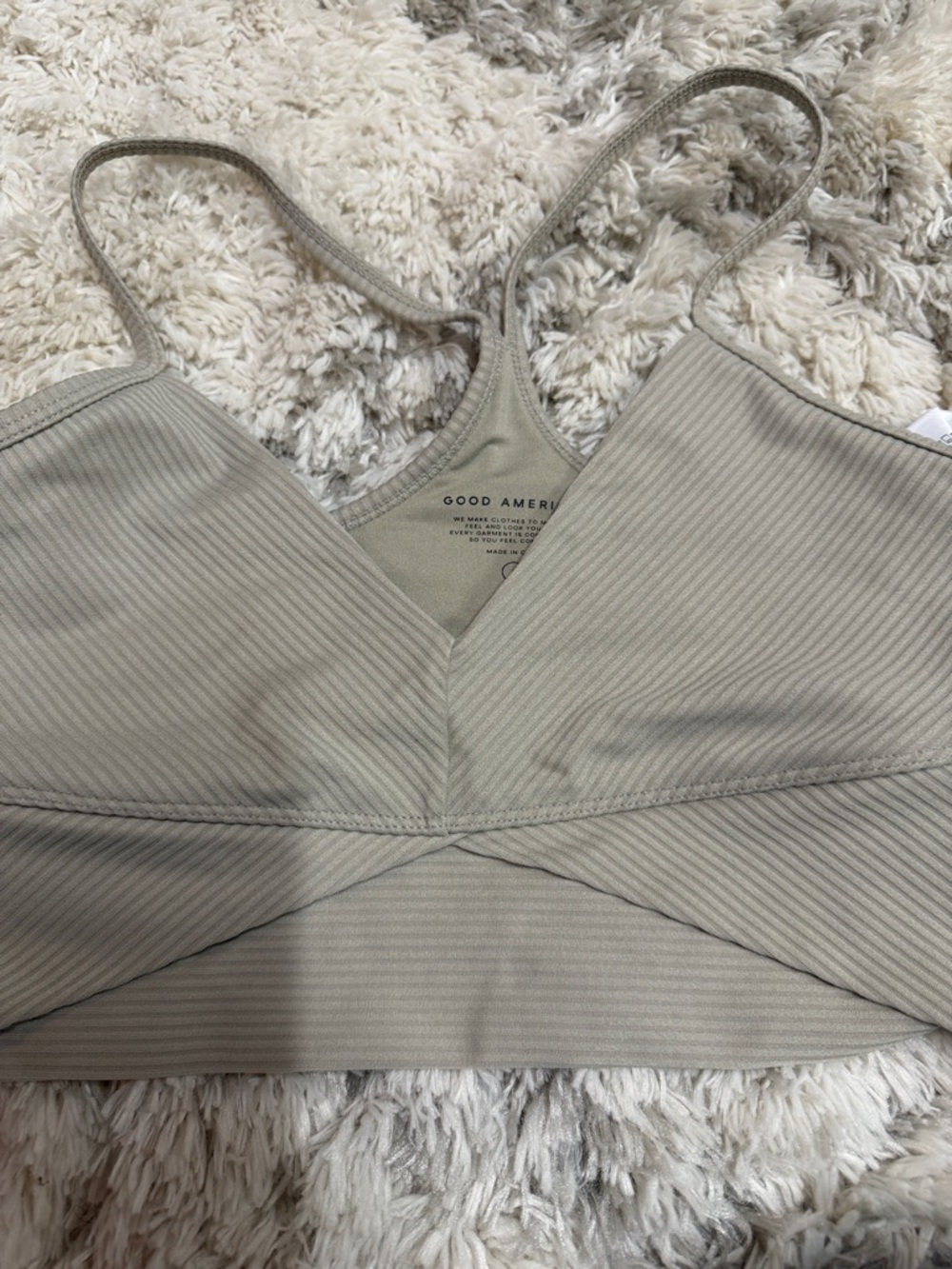 Good American Taupe Ribbed Bralette
